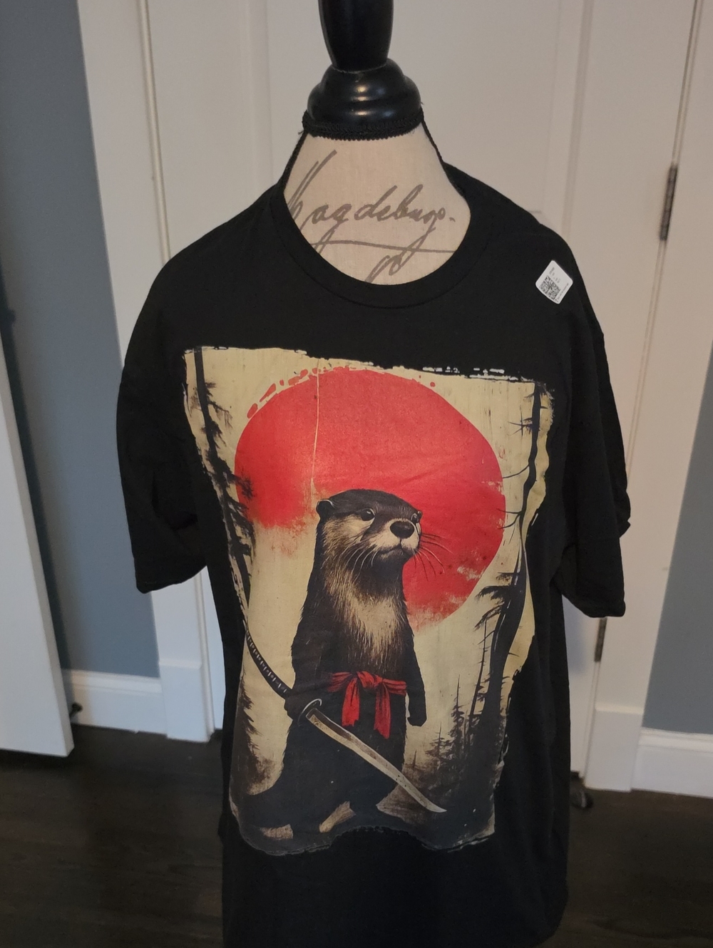 New W/Tag Black Graphic Otter Samurai Tee - Men